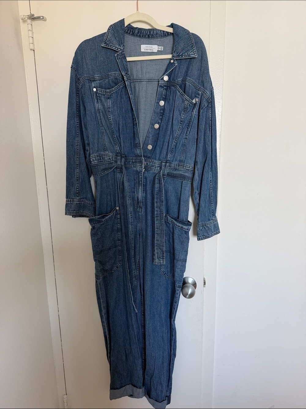 & Other Stories Blue Denim Utility Jumpsuit